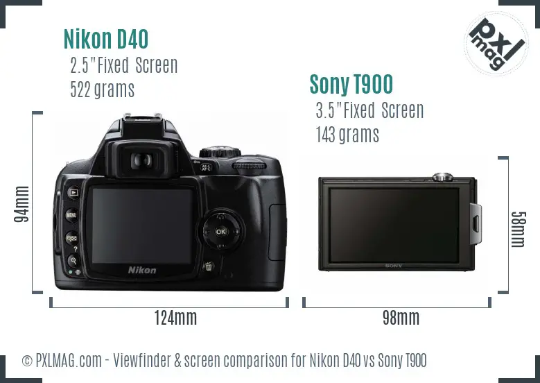 Nikon D40 vs Sony T900 Screen and Viewfinder comparison