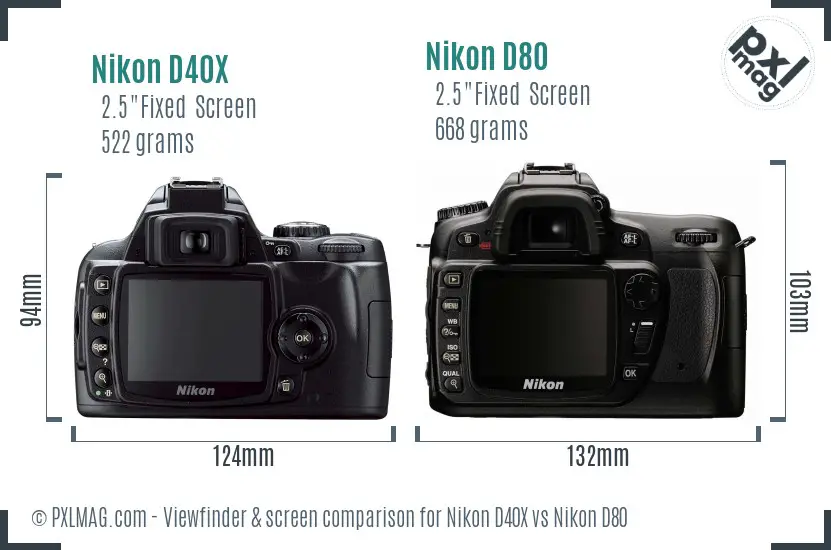Nikon D40X vs Nikon D80 Screen and Viewfinder comparison Nikon D40X vs Nikon D80 Screen and Viewfinder comparison