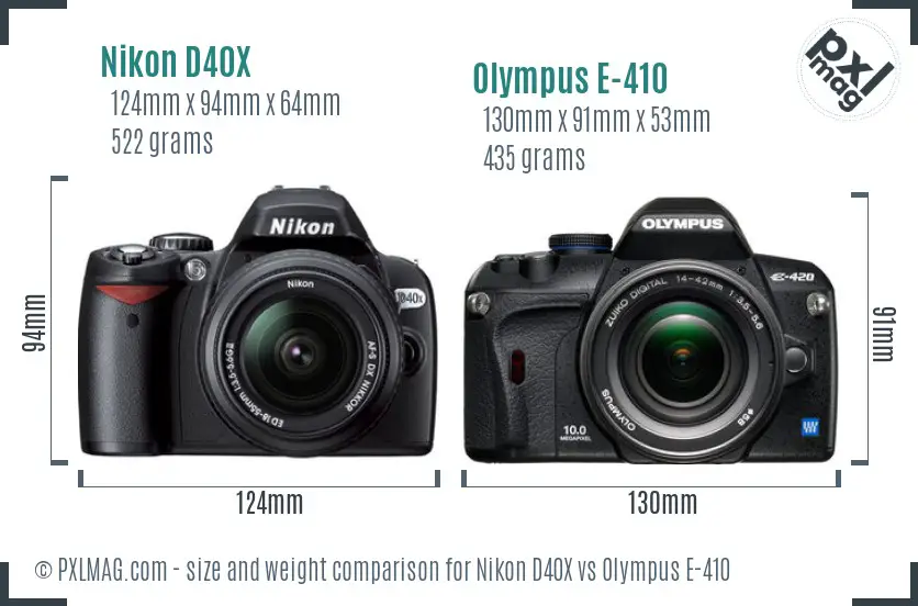 Nikon D40X vs Olympus E-410 size comparison
