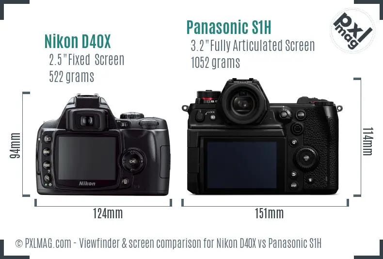 Nikon D40X vs Panasonic S1H Screen and Viewfinder comparison