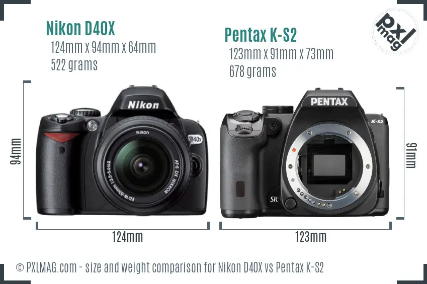 Nikon D40X vs Pentax K-S2 size comparison