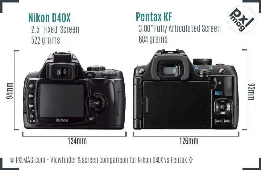 Nikon D40X vs Pentax KF Screen and Viewfinder comparison