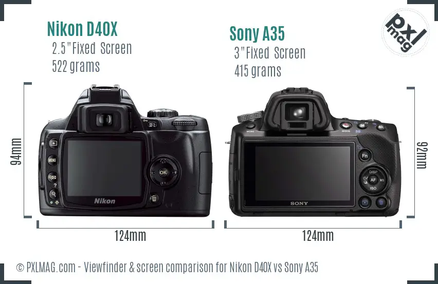 Nikon D40X vs Sony A35 Screen and Viewfinder comparison