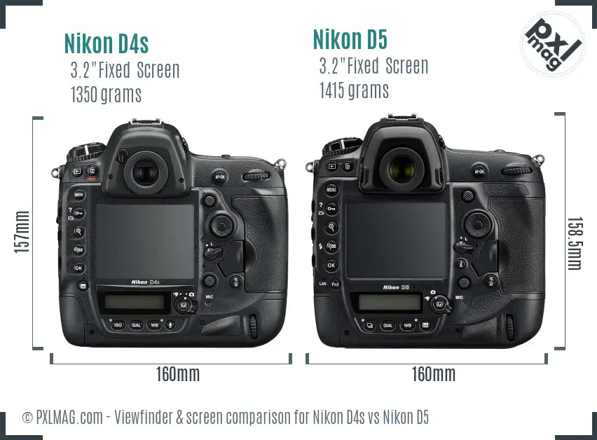 Nikon D4s vs Nikon D5 Screen and Viewfinder comparison