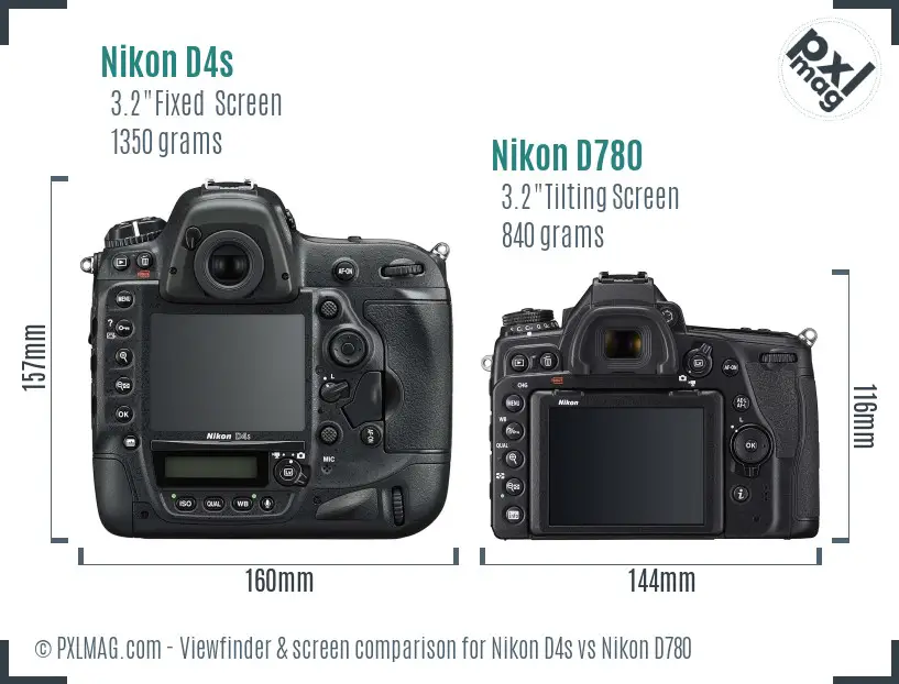 Nikon D4s vs Nikon D780 Screen and Viewfinder comparison Nikon D4s vs Nikon D780 Screen and Viewfinder comparison