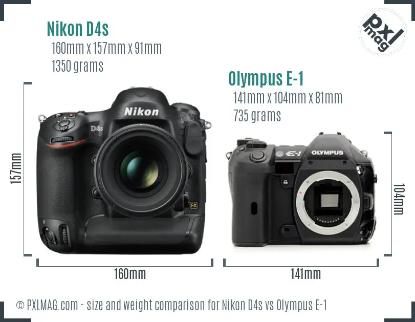 Nikon D4s vs Olympus E-1 size comparison