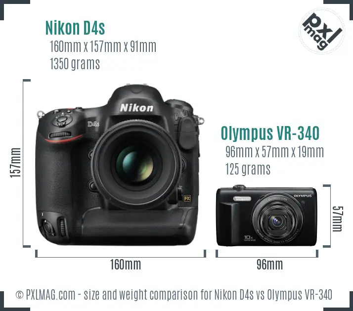 Nikon D4s vs Olympus VR-340 size comparison