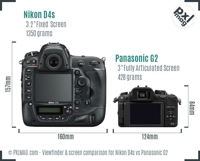 Nikon D4s vs Panasonic G2 Screen and Viewfinder comparison