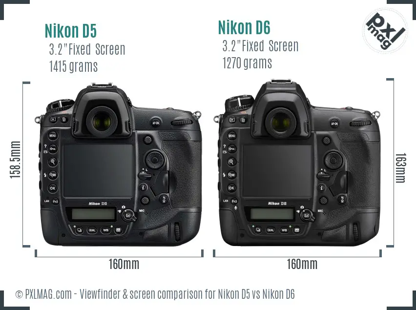 Nikon D5 vs Nikon D6 Screen and Viewfinder comparison