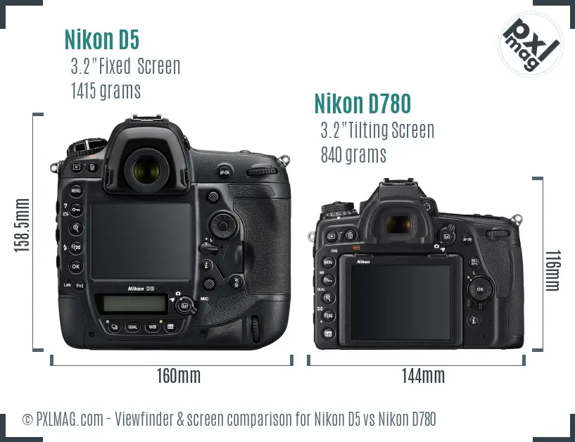 Nikon D5 vs Nikon D780 Screen and Viewfinder comparison Nikon D5 vs Nikon D780 Screen and Viewfinder comparison