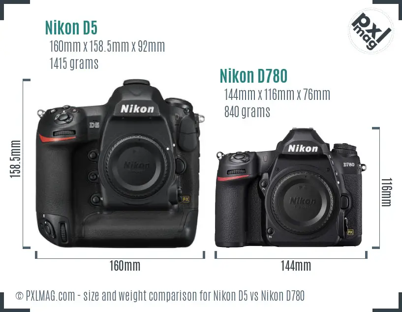 Nikon D5 vs Nikon D780 size comparison Nikon D5 vs Nikon D780 size comparison