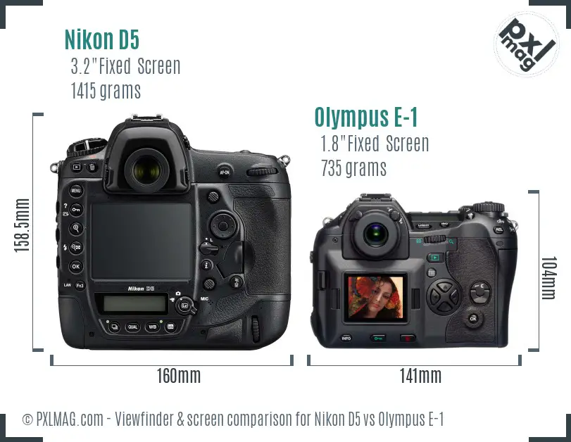 Nikon D5 vs Olympus E-1 Screen and Viewfinder comparison