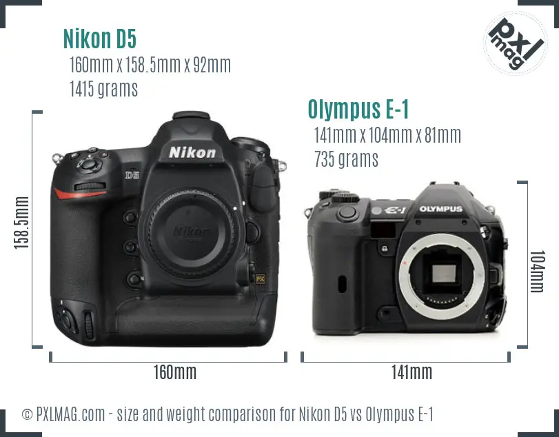 Nikon D5 vs Olympus E-1 size comparison