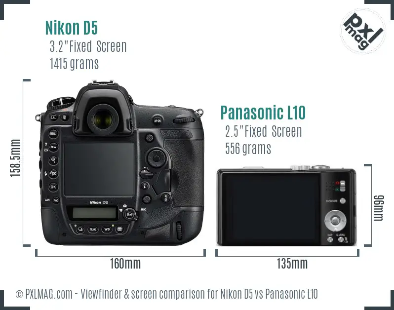 Nikon D5 vs Panasonic L10 Screen and Viewfinder comparison