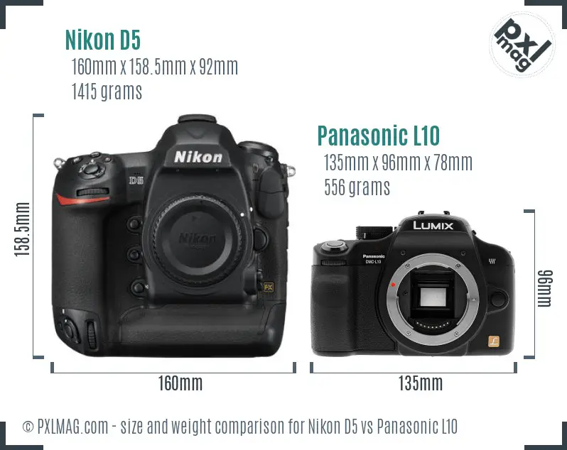 Nikon D5 vs Panasonic L10 size comparison