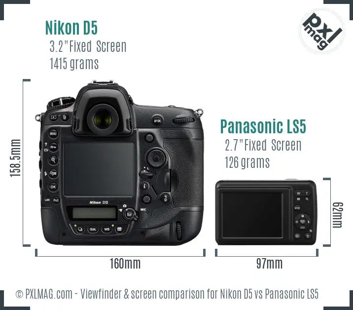 Nikon D5 vs Panasonic LS5 Screen and Viewfinder comparison