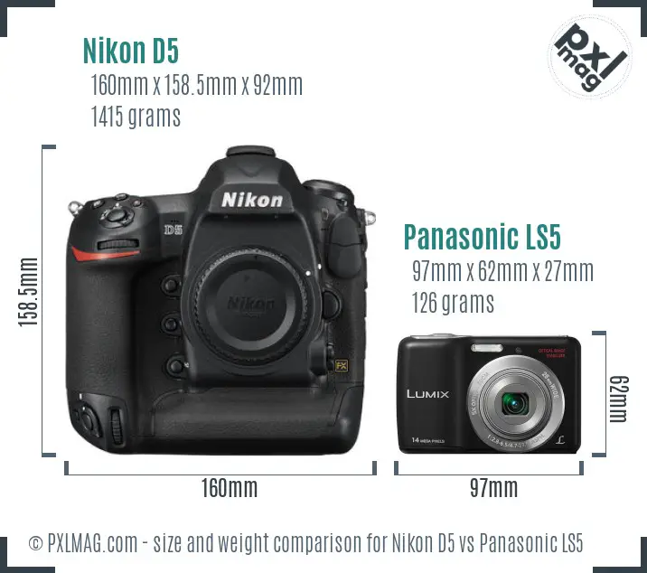 Nikon D5 vs Panasonic LS5 size comparison