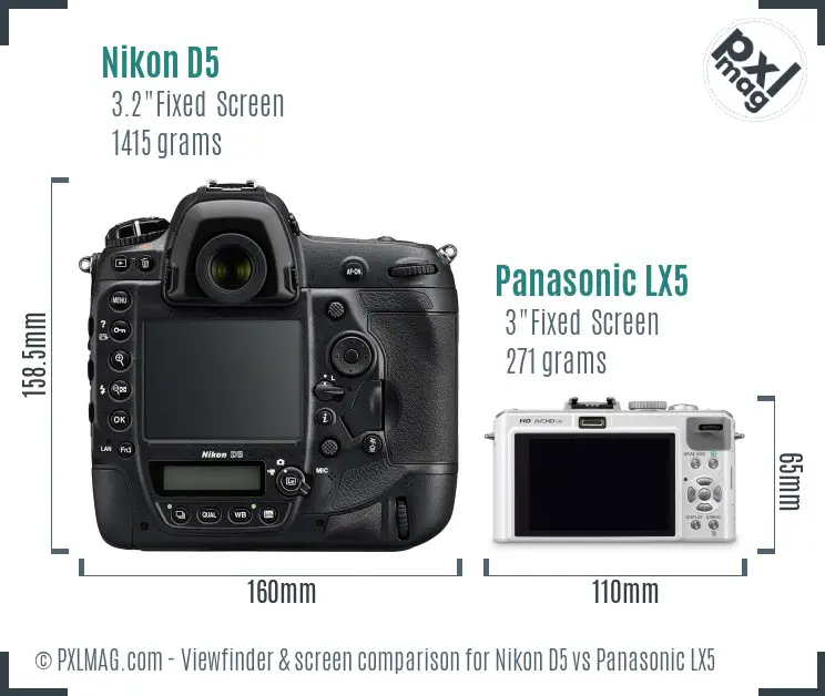 Nikon D5 vs Panasonic LX5 Screen and Viewfinder comparison Nikon D5 vs Panasonic LX5 Screen and Viewfinder comparison