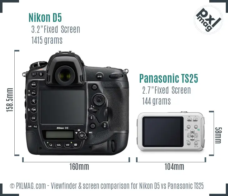 Nikon D5 vs Panasonic TS25 Screen and Viewfinder comparison