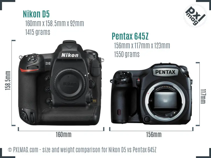Nikon D5 vs Pentax 645Z size comparison
