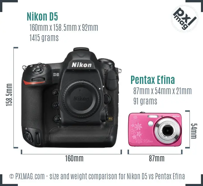 Nikon D5 vs Pentax Efina size comparison