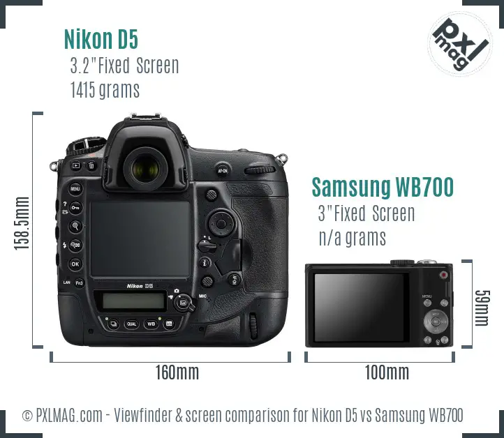 Nikon D5 vs Samsung WB700 Screen and Viewfinder comparison