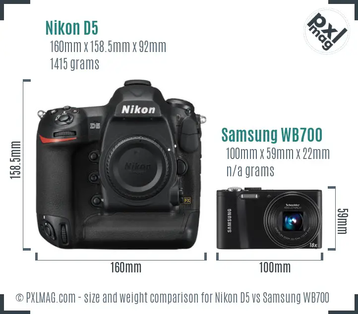 Nikon D5 vs Samsung WB700 size comparison