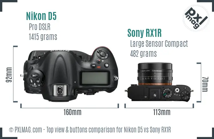 Nikon D5 vs Sony RX1R top view buttons comparison