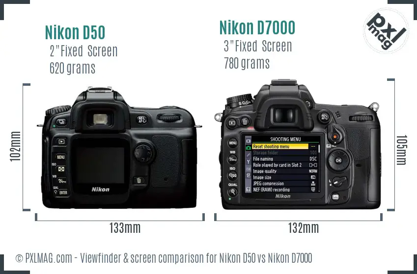 Nikon D50 vs Nikon D7000 Screen and Viewfinder comparison