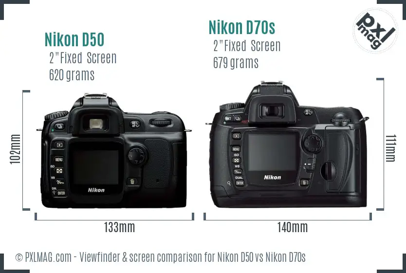 Nikon D50 vs Nikon D70s Screen and Viewfinder comparison
