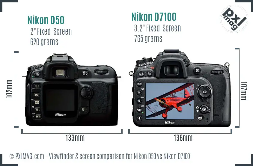 Nikon D50 vs Nikon D7100 Screen and Viewfinder comparison
