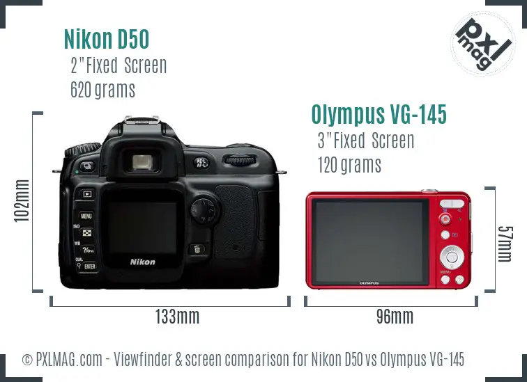 Nikon D50 vs Olympus VG-145 Screen and Viewfinder comparison