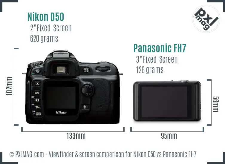 Nikon D50 vs Panasonic FH7 Screen and Viewfinder comparison
