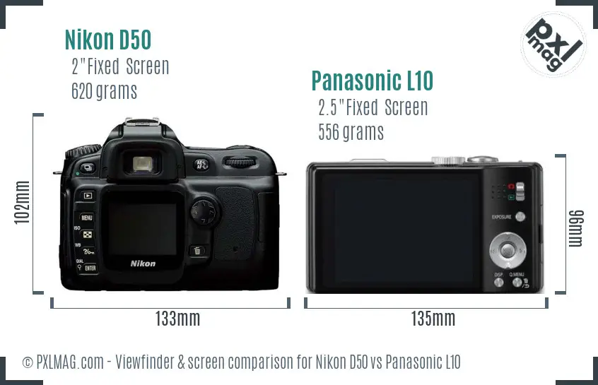 Nikon D50 vs Panasonic L10 Screen and Viewfinder comparison