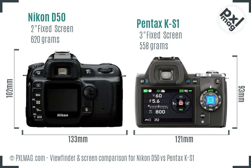 Nikon D50 vs Pentax K-S1 Screen and Viewfinder comparison
