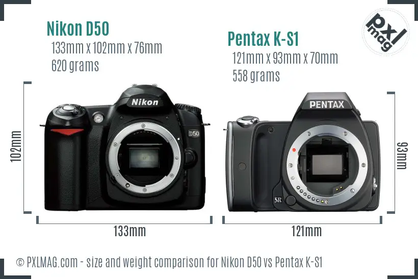 Nikon D50 vs Pentax K-S1 size comparison