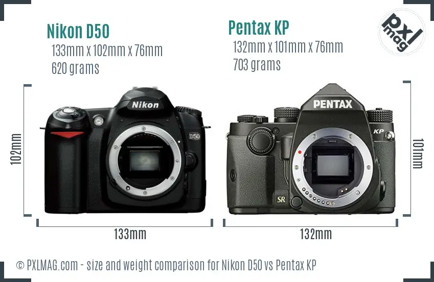 Nikon D50 vs Pentax KP size comparison