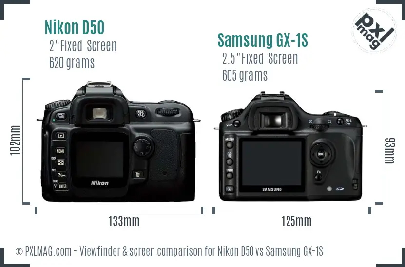 Nikon D50 vs Samsung GX-1S Screen and Viewfinder comparison