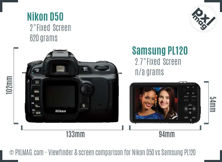 Nikon D50 vs Samsung PL120 Screen and Viewfinder comparison