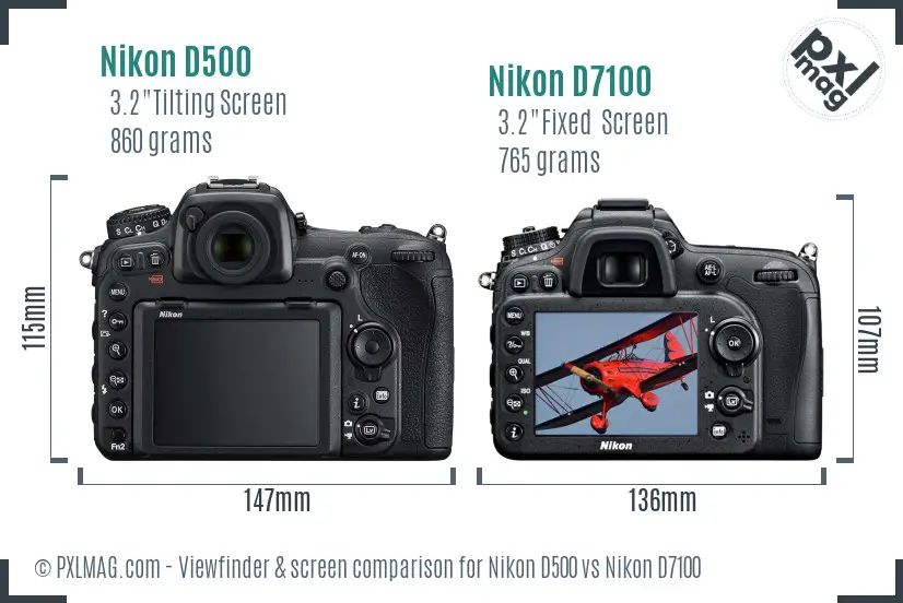 Nikon D500 vs Nikon D7100 Screen and Viewfinder comparison