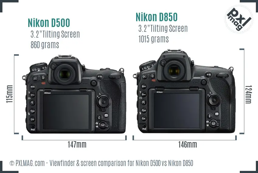 Nikon D500 vs Nikon D850 Screen and Viewfinder comparison