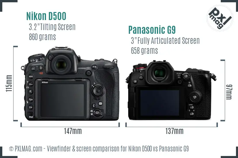 Nikon D500 vs Panasonic G9 Screen and Viewfinder comparison Nikon D500 vs Panasonic G9 Screen and Viewfinder comparison