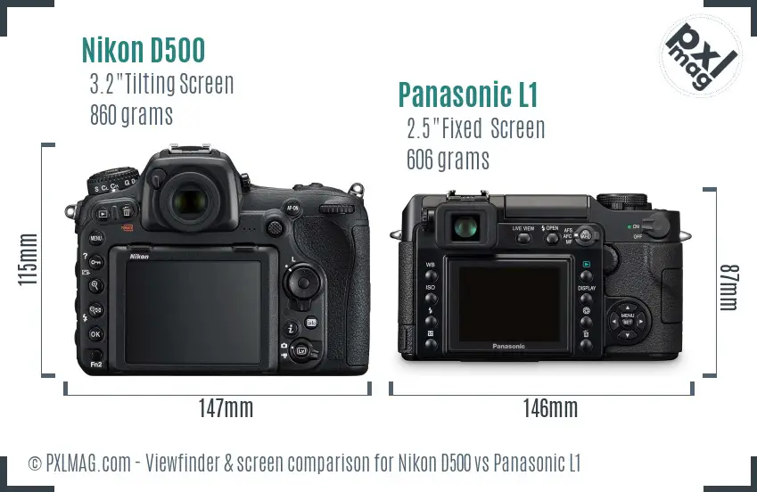 Nikon D500 vs Panasonic L1 Screen and Viewfinder comparison