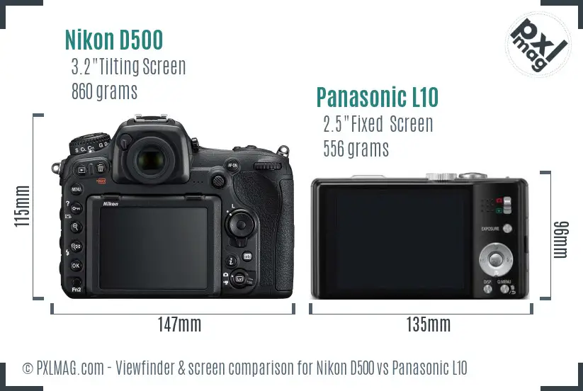 Nikon D500 vs Panasonic L10 Screen and Viewfinder comparison