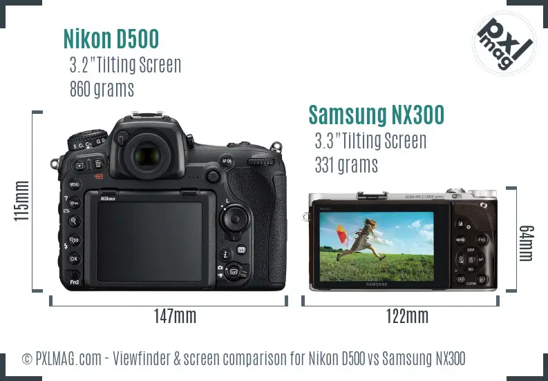 Nikon D500 vs Samsung NX300 Screen and Viewfinder comparison