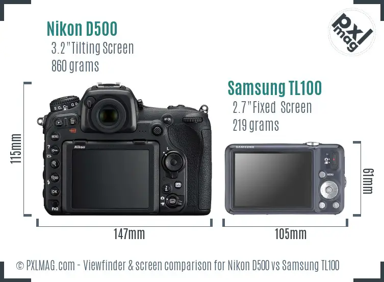 Nikon D500 vs Samsung TL100 Screen and Viewfinder comparison