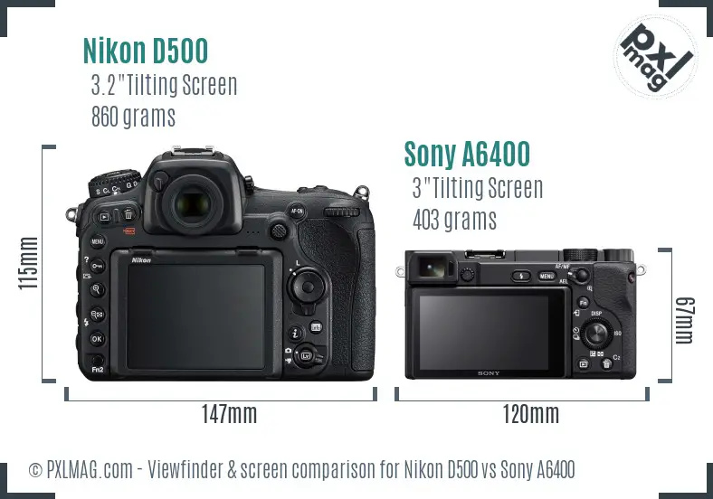 Nikon D500 vs Sony A6400 Screen and Viewfinder comparison Nikon D500 vs Sony A6400 Screen and Viewfinder comparison