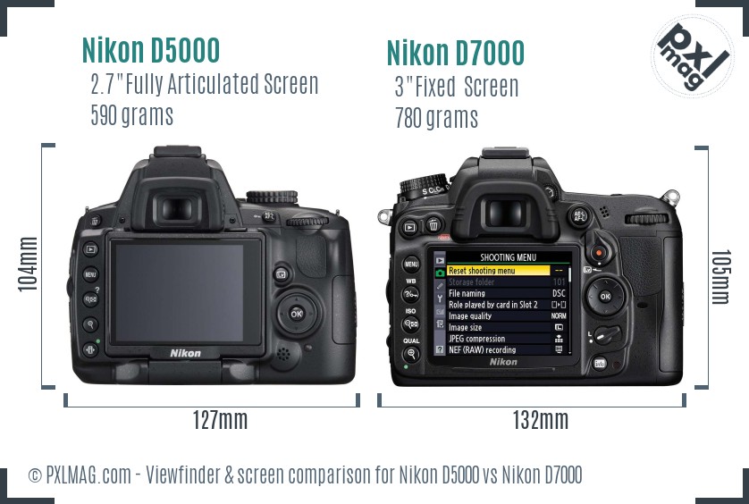 Nikon D5000 vs Nikon D7000 Screen and Viewfinder comparison