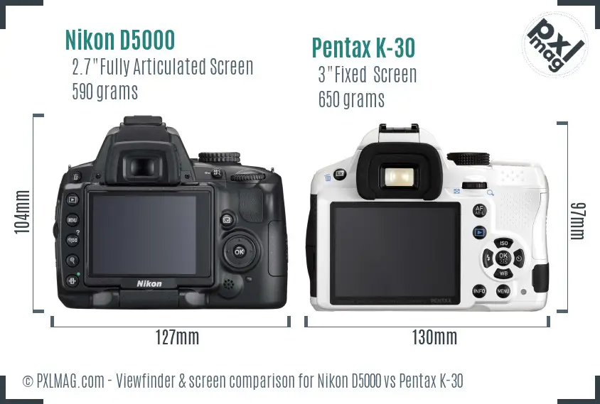Nikon D5000 vs Pentax K-30 Screen and Viewfinder comparison Nikon D5000 vs Pentax K-30 Screen and Viewfinder comparison