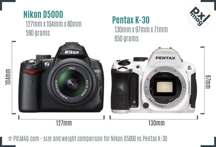 Nikon D5000 vs Pentax K-30 size comparison Nikon D5000 vs Pentax K-30 size comparison
